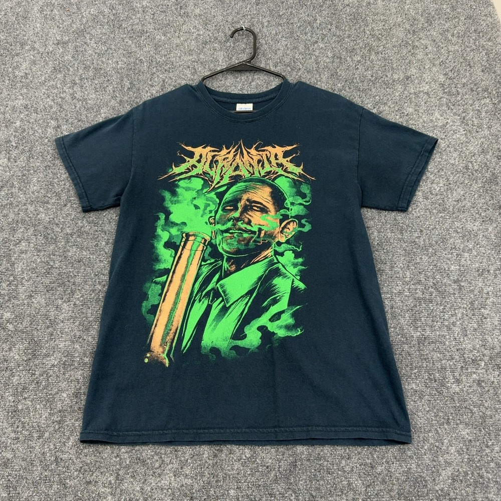 Gildan T-Shirt Mens Medium Black Cotton Obama Graphic Print Streetwear Style‎